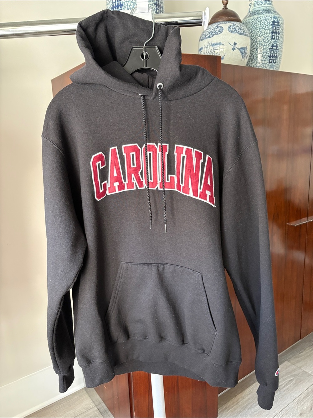Champion Carolina USC Black Hoodie with Red Carolina Arch Sz L